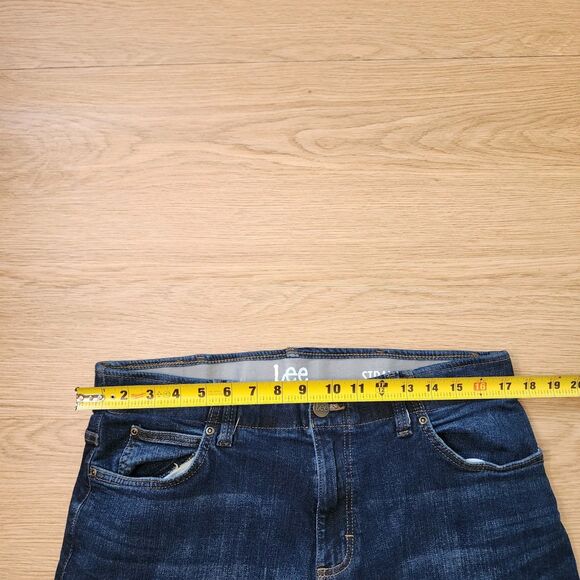 Lee Modern Jeans Mens 34x32 Blue Denim Straight Fit Tapered Leg Stretch Outdoors - Picture 3 of 11